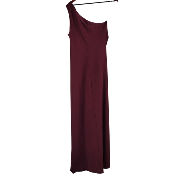 New Sachin + Babi Cece Wine One-Shoulder Crepe Formal Gown Size 10 - Picture 3 of 6
